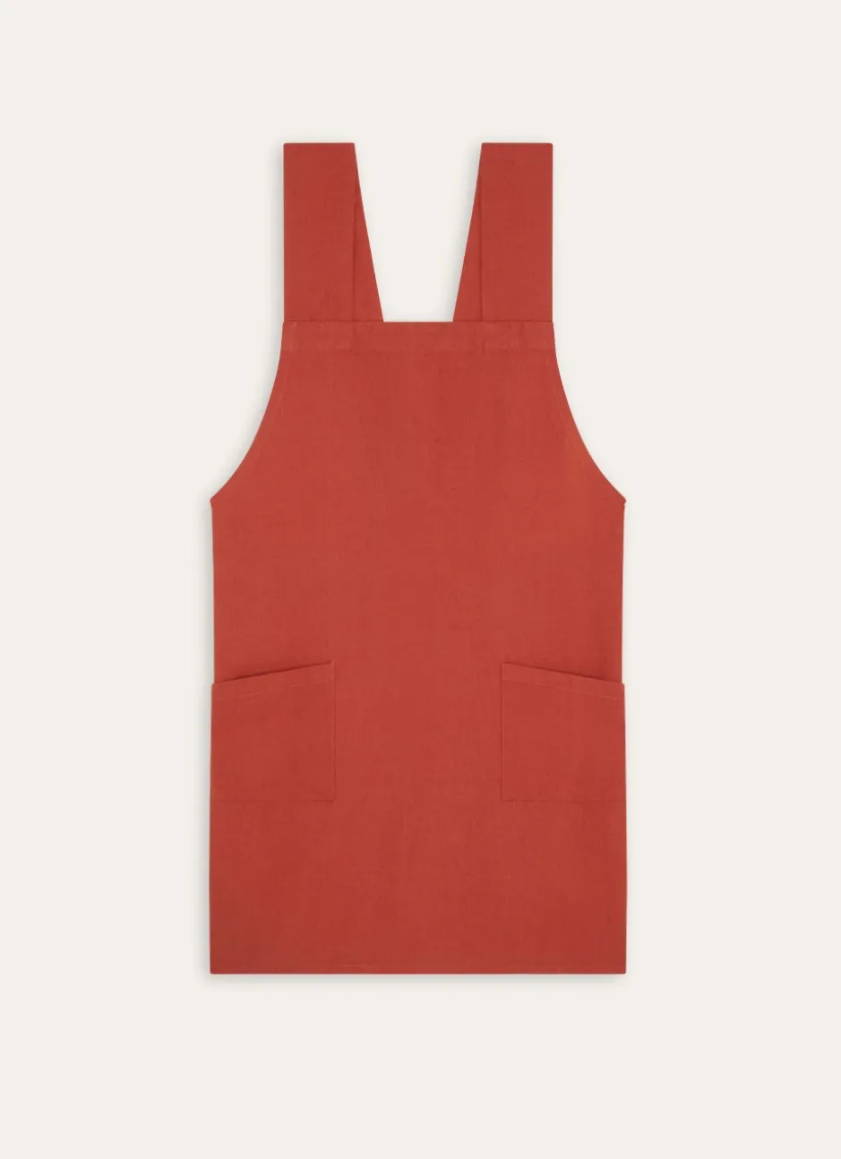 TABLIER JAPONAIS UNI EN COTON ET LIN SIENNE