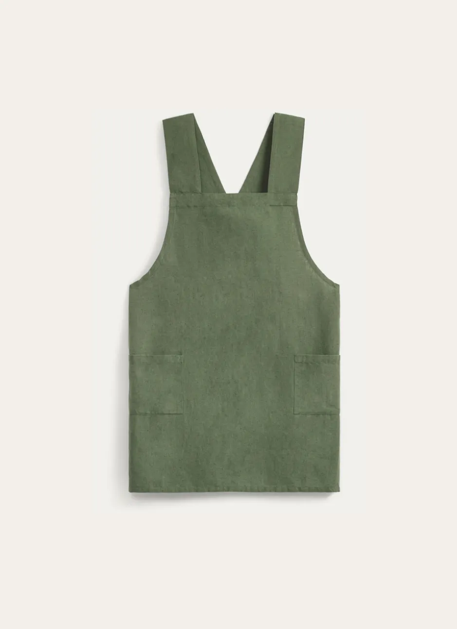 TABLIER JAPONAIS UNI EN COTON ET LIN THYM