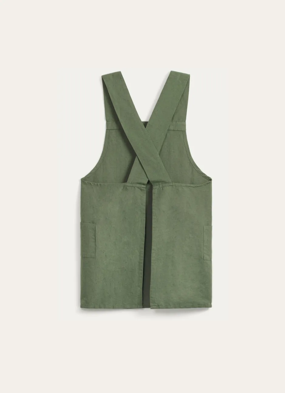 TABLIER JAPONAIS UNI EN COTON ET LIN THYM
