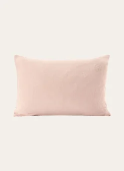 TAIE BÉBÉ EN GAZE DE COTON BRODERIE FEUILLE ROSE