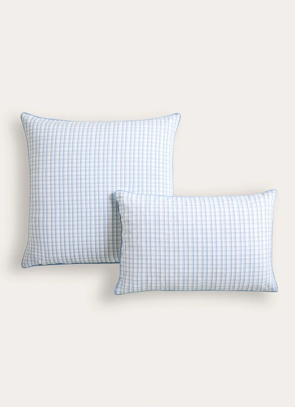 TAIE D'OREILLER BÉBÉ À CARREAUX TARTAN BLEU