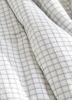 TAIE D’OREILLER ENFANT EN GAZE DE COTON À CARREAUX ECRU