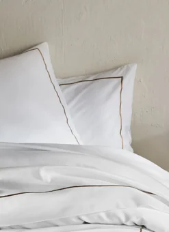 TAIE D'OREILLER SATIN BLANC/MORDORÉ