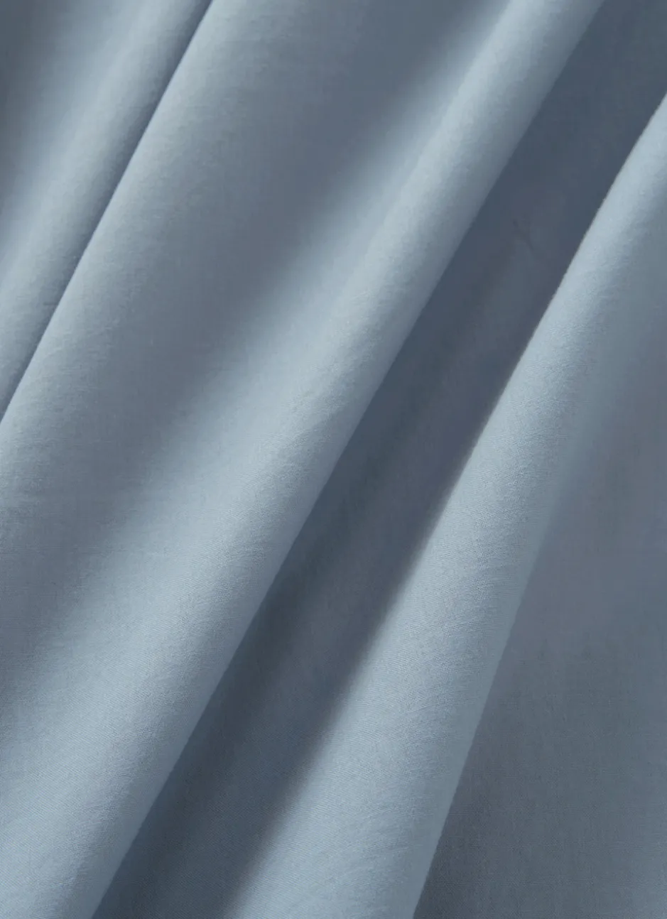 TAIE D'OREILLER UNIE EN COTON LAVÉ BIO BLEU