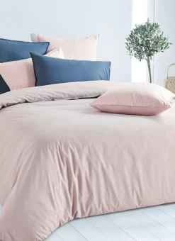 TAIE D'OREILLER UNIE EN COTON LAVÉ BIO ROSE CLAIR