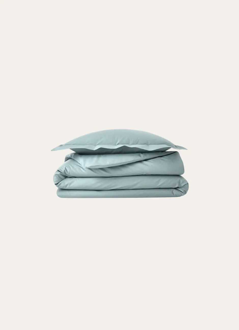 TAIE D'OREILLER UNIE EN PERCALE DE COTON VERT DE GRIS