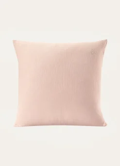 TAIE ENFANT EN GAZE DE COTON BRODERIE FEUILLE ROSE