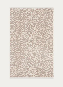 TAPIS DE BAIN EN BOUCLETTE À MOTIF LÉOPARD BEIGE CLAIR