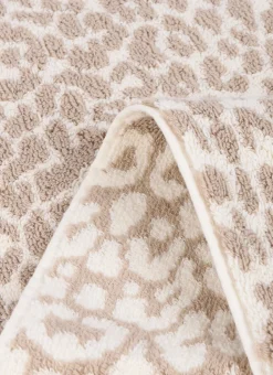 TAPIS DE BAIN EN BOUCLETTE À MOTIF LÉOPARD BEIGE CLAIR