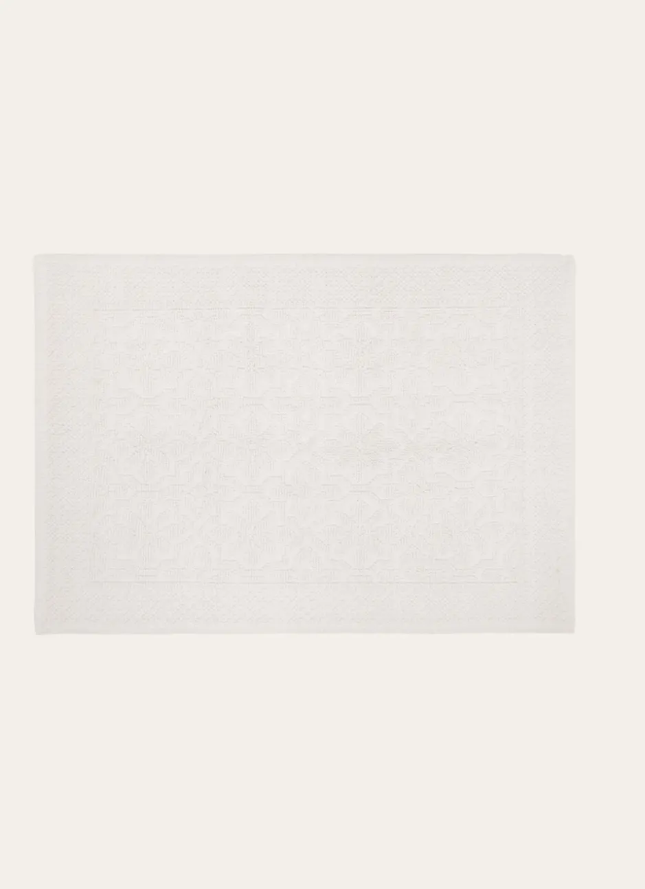 TAPIS DE BAIN JACQUARD UNI ANTIDÉRAPANT BLANC CASSÉ