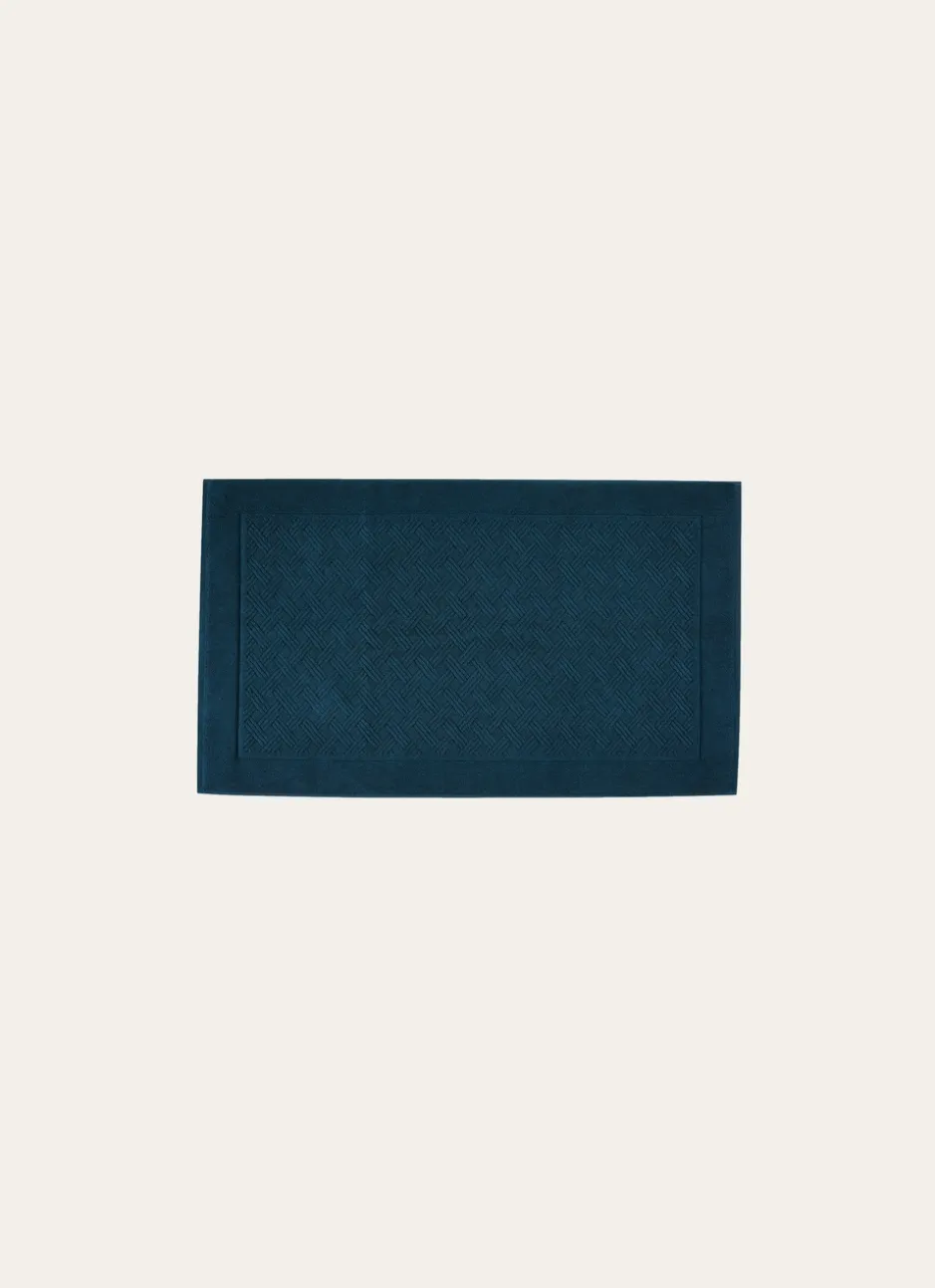 TAPIS DE BAIN À MOTIF EN COTON BLEU