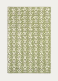 TAPIS EN COTON IMPRIMÉ FLORAL VERT ANIS