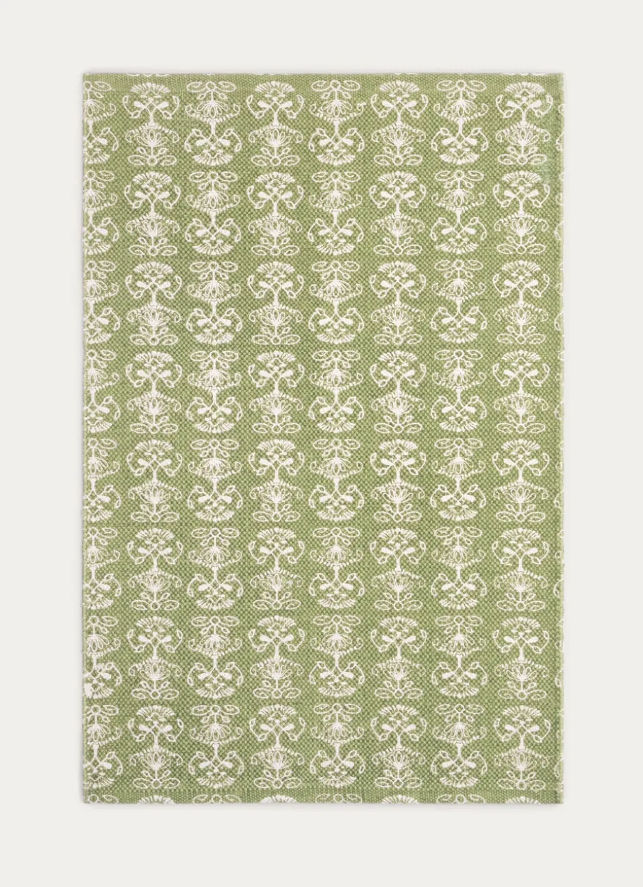 TAPIS EN COTON IMPRIMÉ FLORAL VERT ANIS