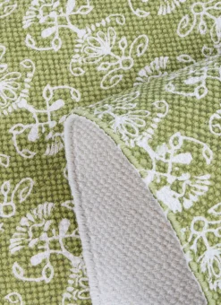 TAPIS EN COTON IMPRIMÉ FLORAL VERT ANIS