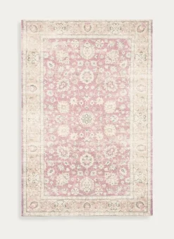 TAPIS IMPRIMÉ MOTIFS PERSES HISPAHAN ROSE CLAIR