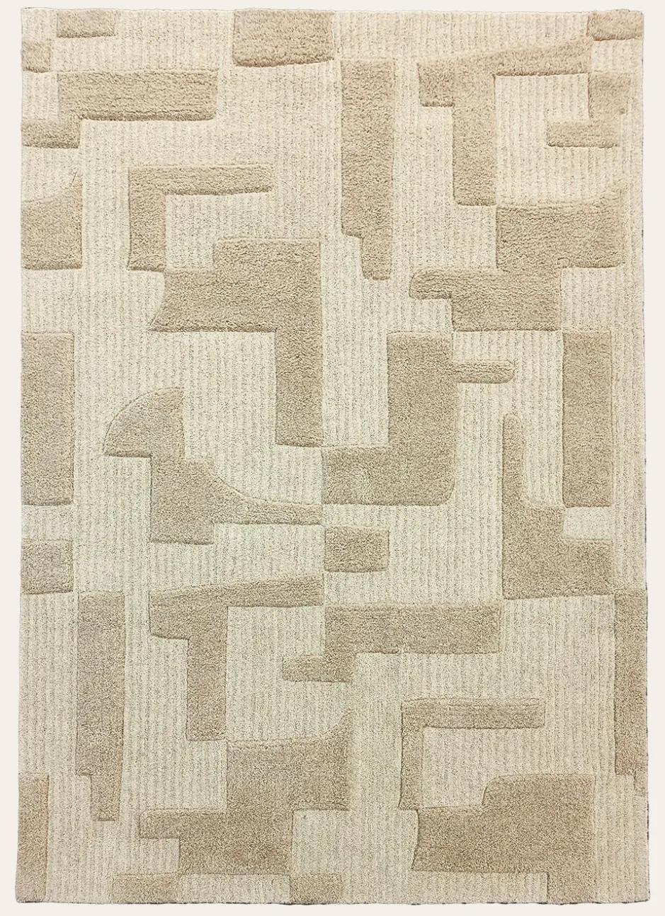 TAPIS TUFTÉ EN LAINE PUZZLE BEIGE