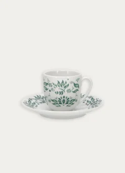 TASSE AVEC SOUCOUPE EN PORCELAINE vert