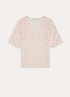 TEE-SHIRT EN MAILLE IMPRIMÉE ECRU