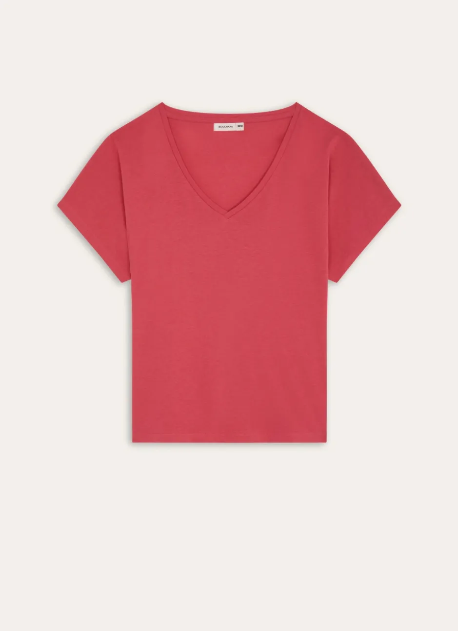TEE-SHIRT MANCHES COURTES FORME AMPLE FUSHIA