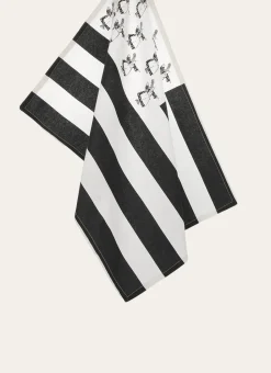 TORCHON EN COTON DRAPEAU BRETON BLANC