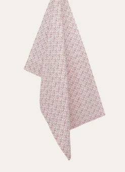 TORCHON EN COTON MINI MOTIFS BLANC ROUGE