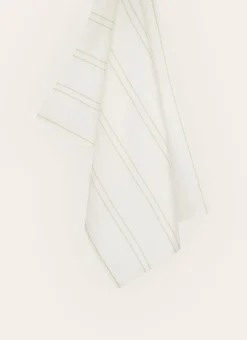 TORCHON EN COTON TEXTURÉ AVEC RAYURES vert