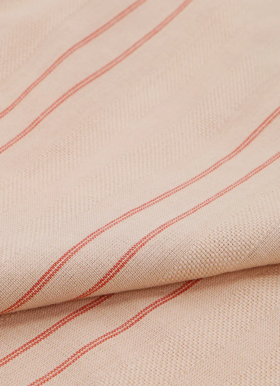 TORCHON EN COTON TEXTURÉ AVEC RAYURES rouge