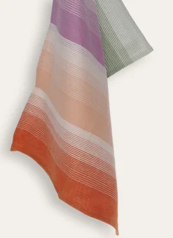 TORCHON TISSÉ FIL TEINT RAYÉ CORAIL