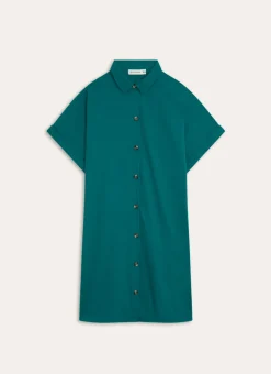 TUNIQUE MANCHES COURTES EN COTON TWILL EMERAUDE