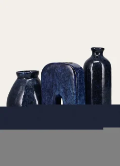 VASE EMAILLÉ FORME BOMBE BLEU