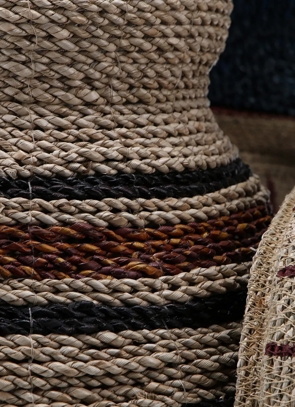 VASE EN FIBRES NATURELLES MÉNIR BEIGE / OCRE