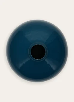 VASE EN MÉTAL COLORÉ FINITION ÉMAILLÉE BLEU PÉTROLE