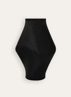 VASE EN POLYRÉSINE FORME ORIGINALE STRIÉE Noir