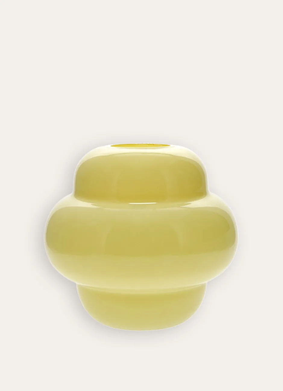 VASE EN VERRE COLORÉ SOUFFLÉ À LA BOUCHE JAUNE PASTEL