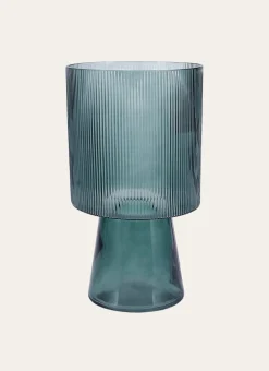VASE EN VERRE STRIÉ EFFY VERT TRANSPARENT