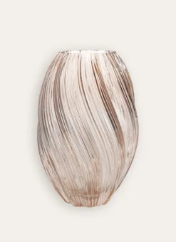 VASE EN VERRE STRIÉ TWISTÉ TRANSPARENT PECHE