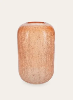 VASE EN VERRE TRANSPARENT COLORÉ EFFET CRAQUELÉ PECHE