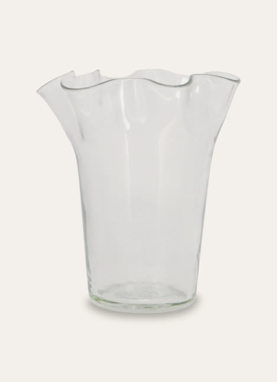 VASE EN VERRE TRANSPARENT EN FORME DE FLEUR TRANSPARENT