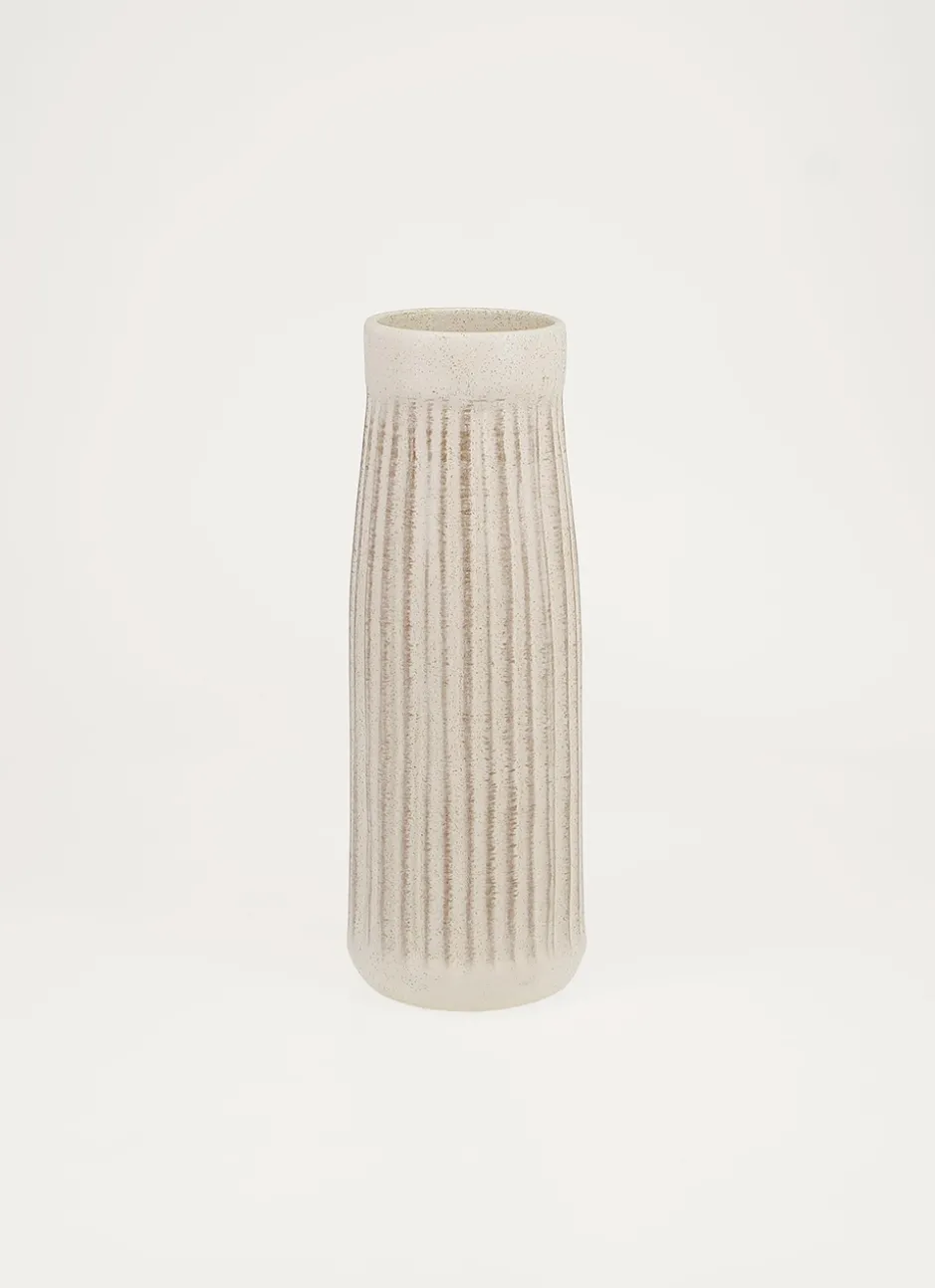 VASE MATE EN FAIENCE ECRU VIEILLI