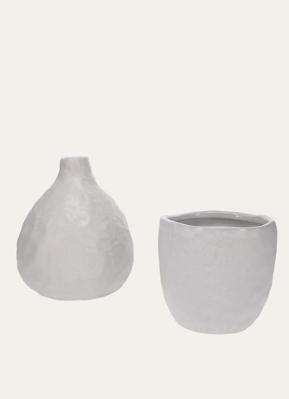 VASE SOLIFLORE EN GRÈS BLANC
