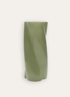 VASE TORSADÉ EN VERRE OPAQUE vert