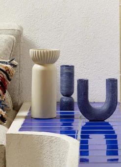 VASE UNI STRIÉ BEIGE