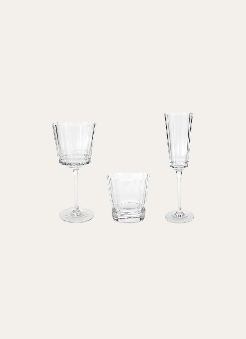 VERRE À PIED EN CRISTALLIN PLISSÉ TRANSPARENT
