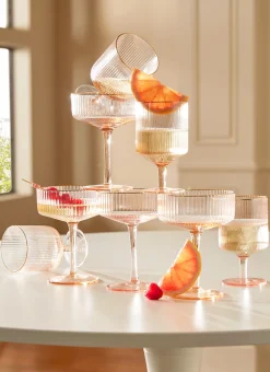 VERRE À PIED EN VERRE FUMÉ STRIÉ NUDE