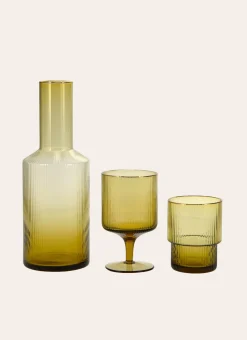 VERRE À PIED EN VERRE FUMÉ STRIÉ TILLEUL
