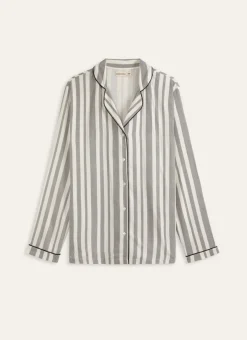 VESTE DE PYJAMA ÉCRU RAYURE NOIRE