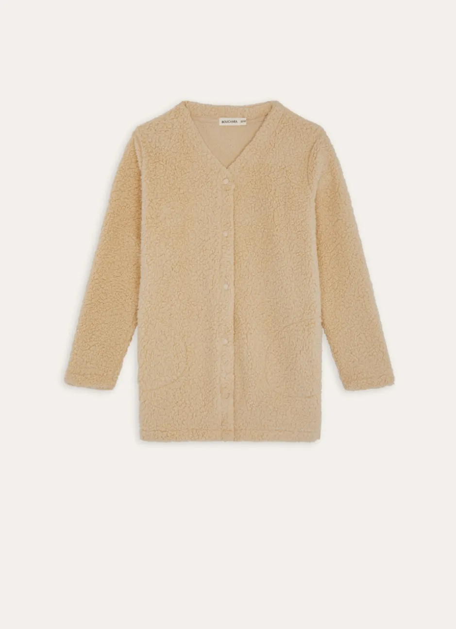 VESTE MANCHES LONGUES BOUTONNÉE EN SHERPA ECRU