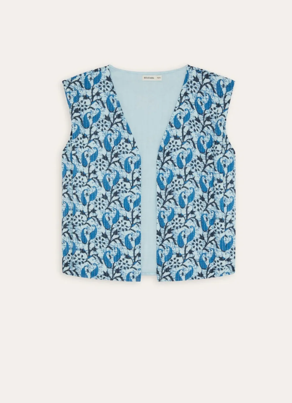 VESTE SANS MANCHE IMPRIMÉE MATELASSÉE BLEU CIEL