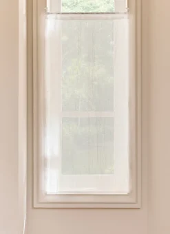 VITRAGE UNI PASSE TRINGLE RUCHER BLANC