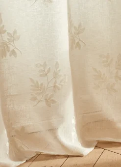 VOILAGE BRODÉ MOTIFS BOUQUETS ÉCRU